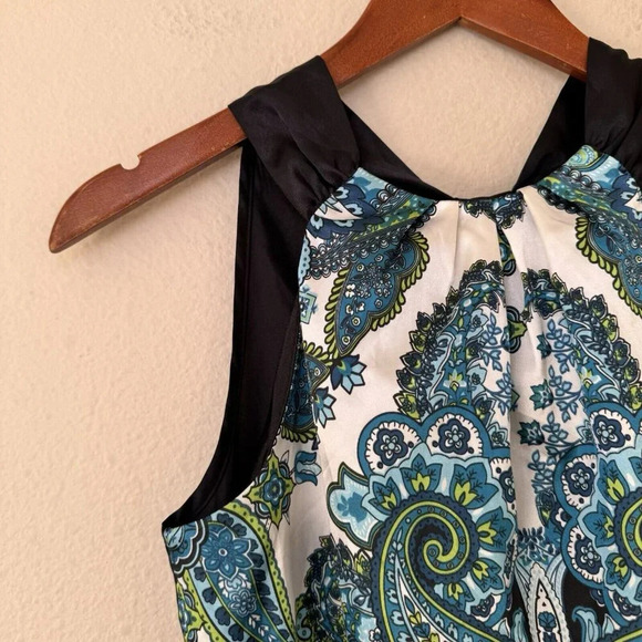 Studio Y Blouse Top Juniors Size XS Blue/White Halter Style Tie Back Key Hole - Picture 6 of 12